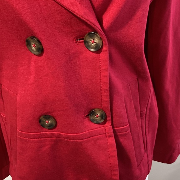 Chico’s red knit jacket removable faux fur collar 0 (4) - Picture 3 of 9